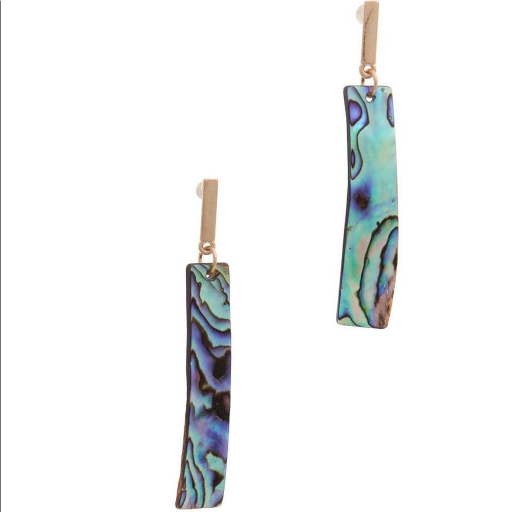 Abalone Curve Bar Drop Earrings
